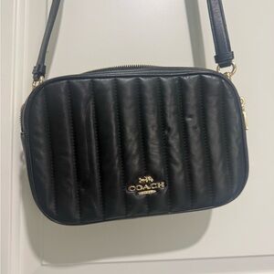 Coach Black Quilted Crossbody Bag with Gold Accents